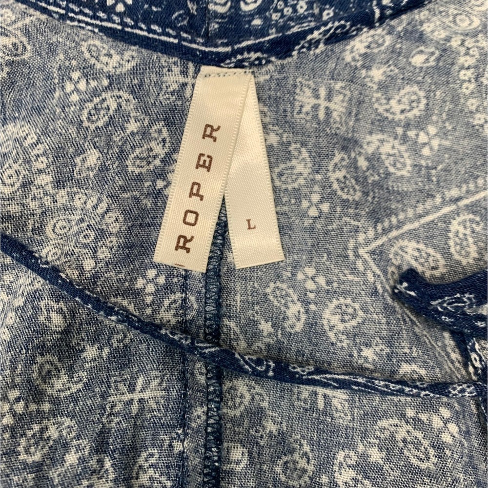 Boho Paisley Bandana Western Print Dress Blue High Low Hemline Sleeveless Large - Picture 8 of 10